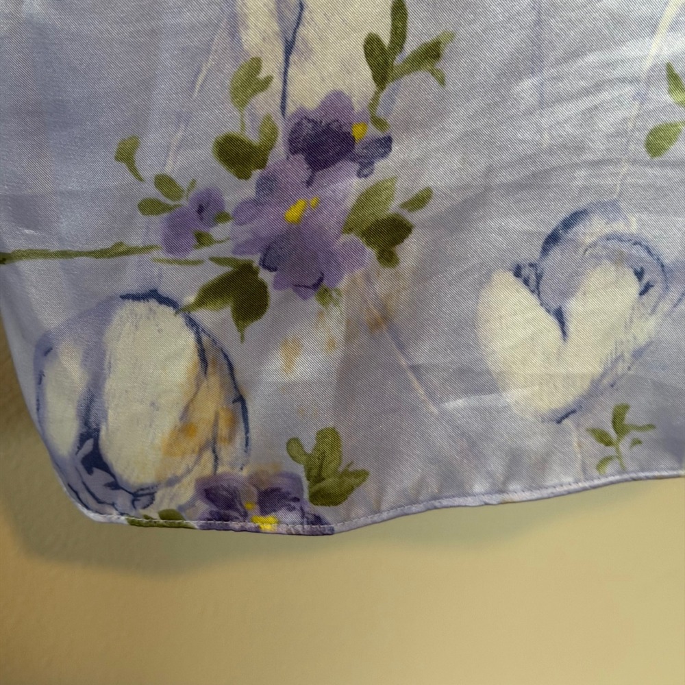 Vintage Gilligan O'Malley Floral Satin Robe Chemise Set Lilac Nightgown Medium - Picture 7 of 9